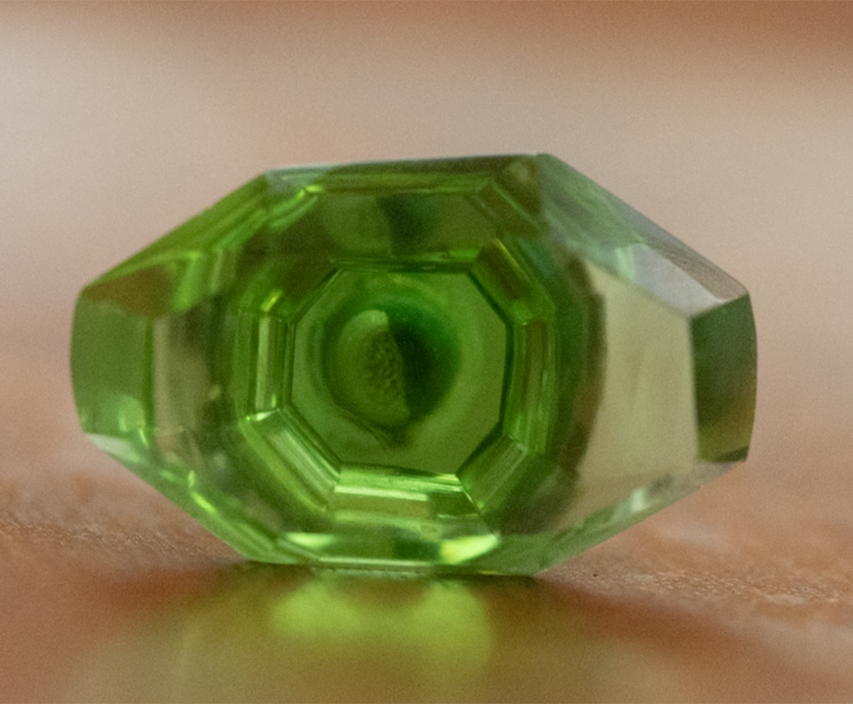 Hourglass Green Glass Cabinet Knob - Antique Hotel Salvage