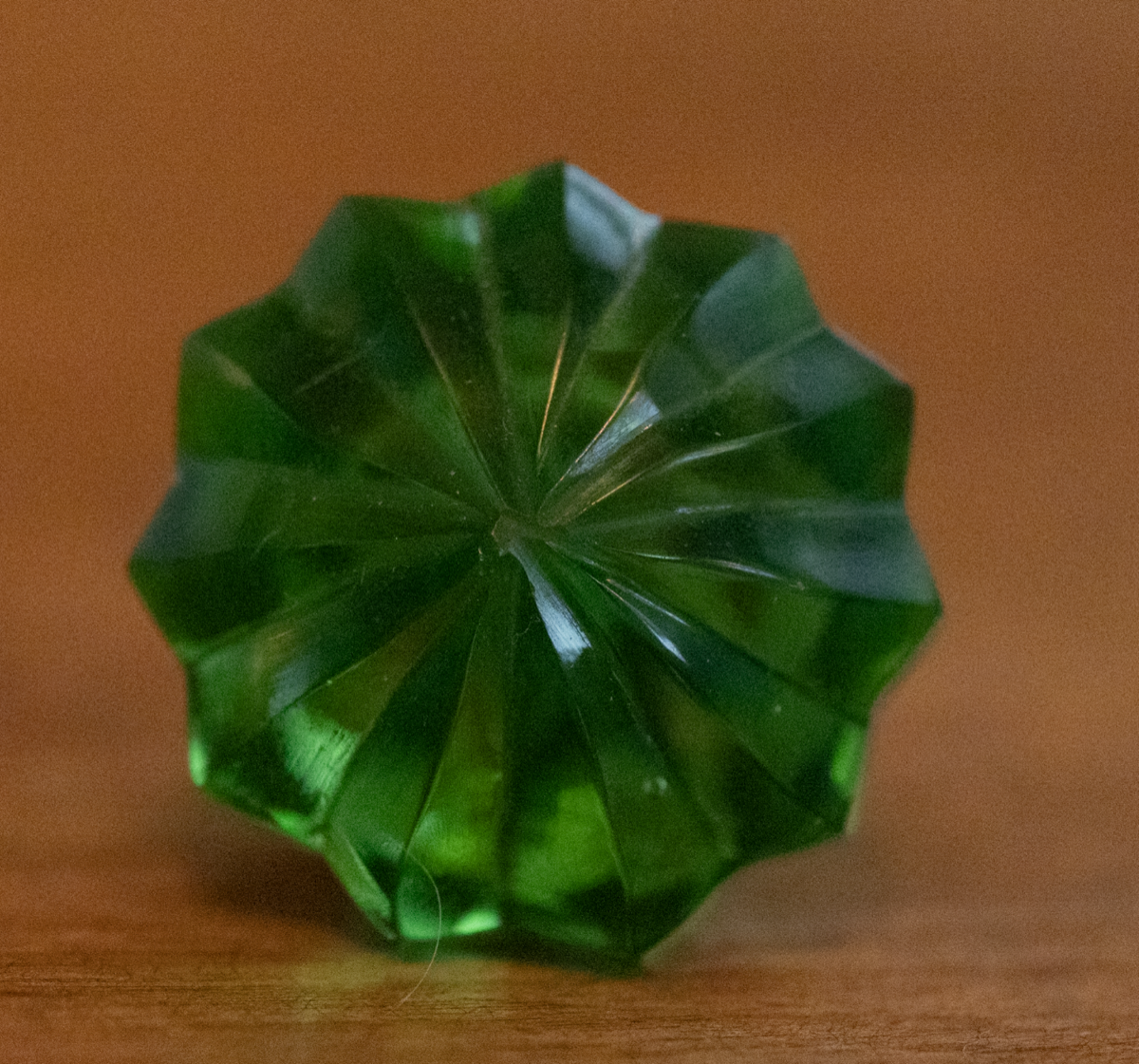 Starburst Green Glass Cabinet Knob - Antique Hotel Salvage